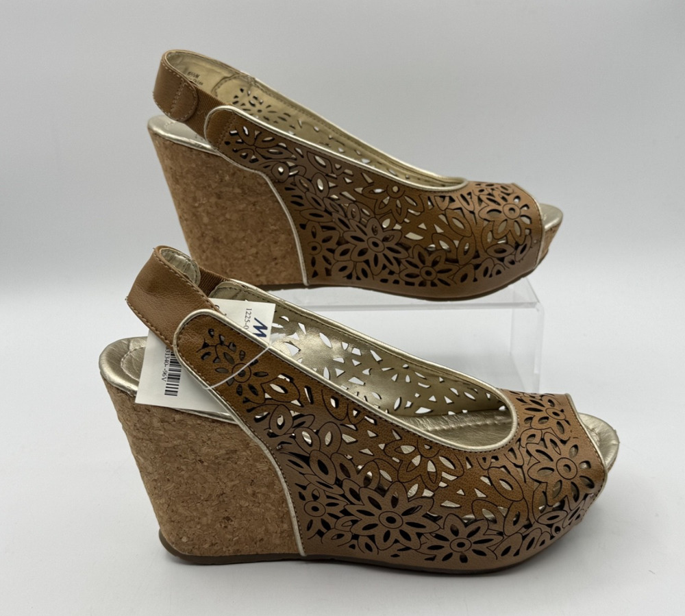Kenneth Cole Reaction Brown Brown Floral Wedge Platform Women's, Size 6.5 , NEW